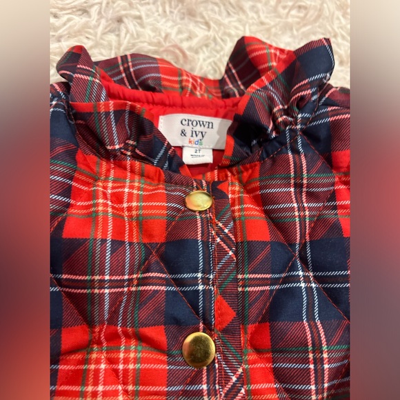 Crown & Ivy Girls Tartan Plaid Quilted Vest girls Size 2T - Picture 2 of 4